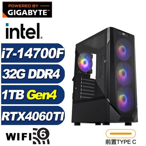 GIGABYTE 技嘉 (DIY)維斯塔K3CC(i7-14700F/B760/32G/1TB M.2/RTX 4060TI)