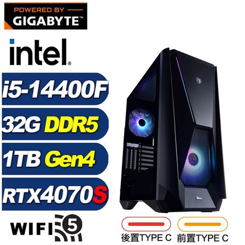 GIGABYTE 技嘉 (DIY)戰龍斧L61C(i5-14400F/Z790/32G/1TB M.2/RTX 4070 SUPER)