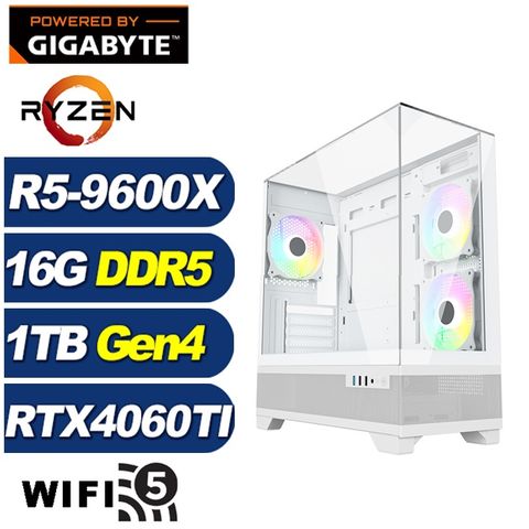 GIGABYTE 技嘉 (DIY)鯤鵬K43C(R5 9600X/B650/16G/1TB M.2/RTX 4060TI)