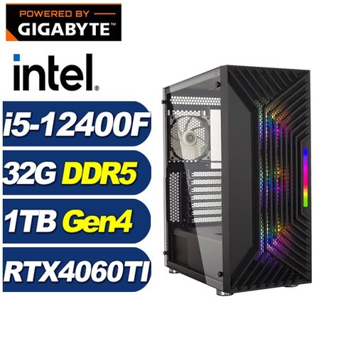 GIGABYTE 技嘉 (DIY)武仙座K7DC(i5-12400F/B760/32G/1TB M.2/RTX 4060TI)