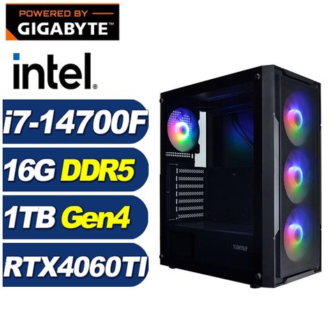 GIGABYTE 技嘉 (DIY)駿鷹GKBFC(i7-14700F/B760/16G/1TB M.2/RTX 4060TI)