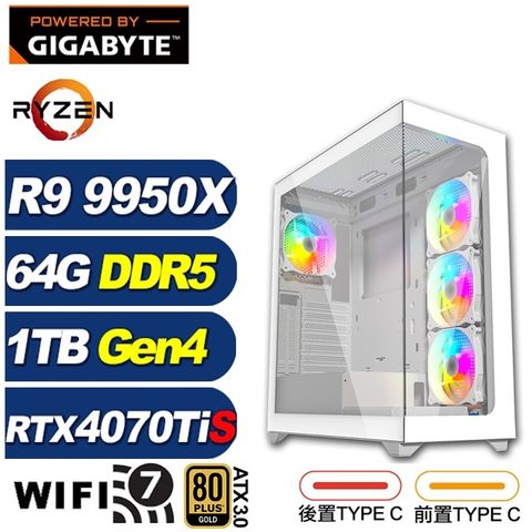 GIGABYTE 技嘉 (DIY)尼米亞L6BC(R9 9950X/X870/64G/1TB M.2/RTX 4070 TI SUPER)