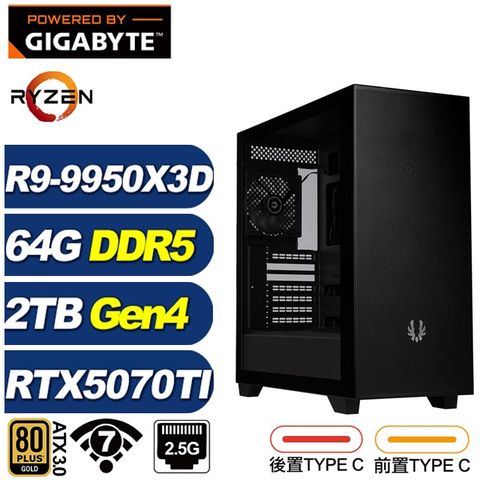 (DIY)全知者L4FD(R9 9950X3D/RTX 5070 TI/技嘉X870/64G/2TB M.2/水冷)