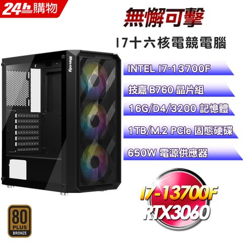 技嘉 B760 平台【無懈可擊】I7十六核RTX3060電競效能電腦