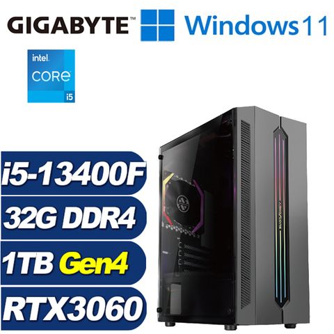 GeForce RTX 3060 12G技嘉B760平台「鬥魂戰士W」i5十核Win11獨顯電腦