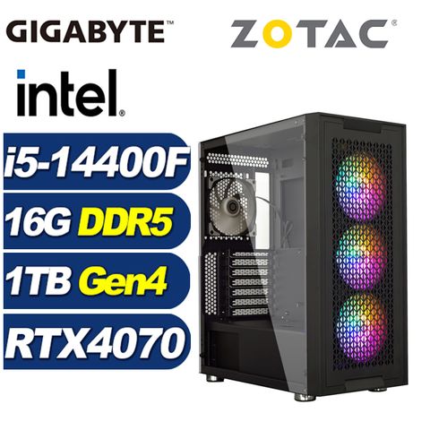 ZOTAC (DIY)深淵俠盜(i5-14400F/技嘉B760/16G/1TB M.2/RTX 4070)