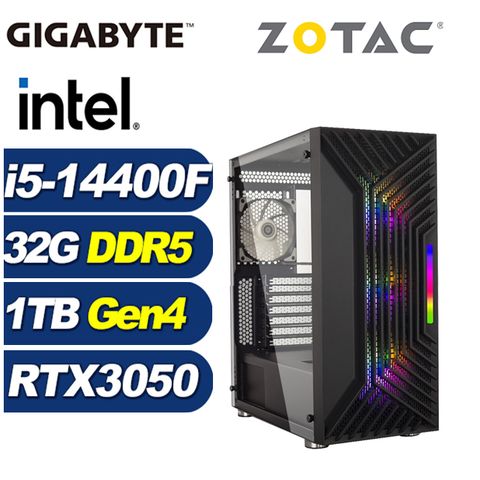 ZOTAC (DIY)深淵英雄(i5-14400F/技嘉B760/32G/1TB M.2/RTX 3050)