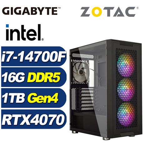 ZOTAC (DIY)修羅侯爵(i7-14700F/技嘉B760/16G/1TB M.2/RTX 4070)