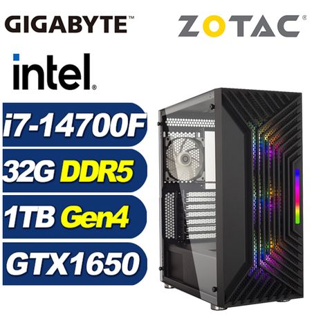 GeForce GTX 1650 4G技嘉B760平台「星際刺客」i7廿核獨顯電腦