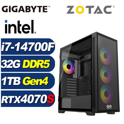 ZOTAC (DIY)星際中將(i7-14700F/技嘉B760/32G/1TB M.2/RTX 4070S)