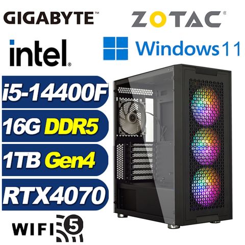 ZOTAC (DIY)深淵俠盜W(i5-14400F/技嘉B760/16G/1TB M.2/RTX 4070/Win11)