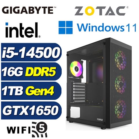 GeForce GTX 1650 4G技嘉B760平台「幻域勇士W」i5十四核Win11獨顯電腦
