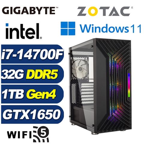 GeForce GTX 1650 4G技嘉B760平台「星際刺客W」i7廿核Win11獨顯電腦