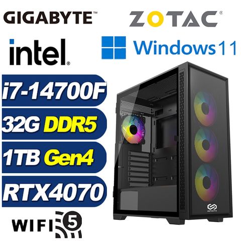 ZOTAC (DIY)星際伯爵W(i7-14700F/技嘉B760/32G/1TB M.2/RTX 4070/Win11)