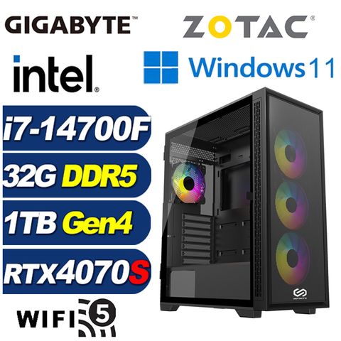 ZOTAC (DIY)星際中將W(i7-14700F/技嘉B760/32G/1TB M.2/RTX 4070S/Win11)