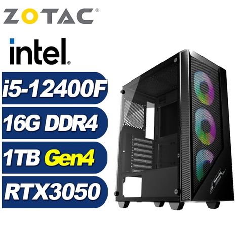 ZOTAC (DIY)獅鷲獸J4FC(i5-12400F/華碩B760/16G/1TB M.2/RTX 3050)