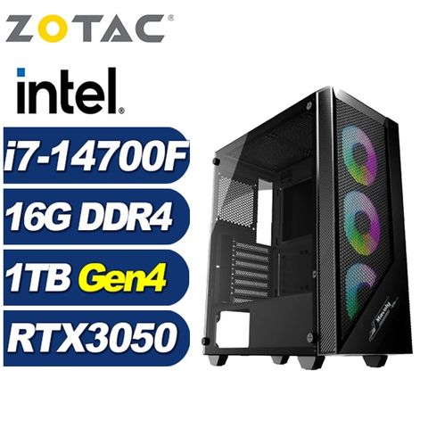 ZOTAC (DIY)獅鷲獸J57C(i7-14700F/華碩B760/16G/1TB M.2/RTX 3050)