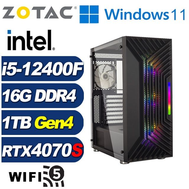 ZOTAC (DIY)獅鷲獸L52CW(i5-12400F/華碩B760/16G/1TB M.2/RTX 4070 SUPER/Win11)