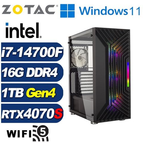 ZOTAC (DIY)獅鷲獸L5ACW(i7-14700F/華碩B760/16G/1TB M.2/RTX 4070 SUPER/Win11)