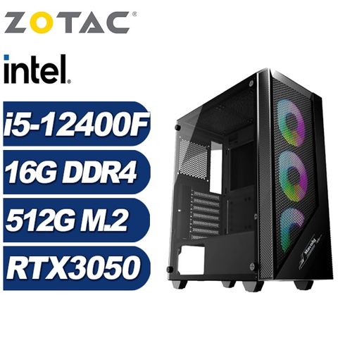ZOTAC (DIY)金銀斧J2DB(i5-12400F/華碩H610/16G/512G M.2/RTX 3050)