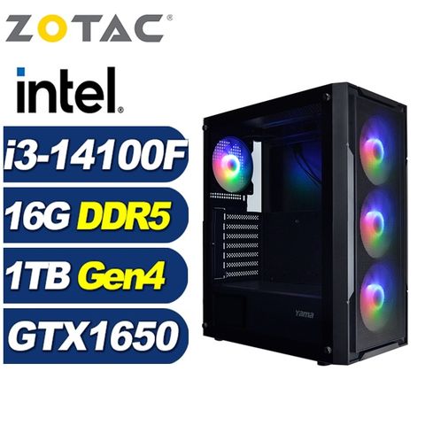 ZOTAC (DIY)雪原狼H01C(i3-14100F/技嘉B760/16G/1TB M.2/GTX 1650)