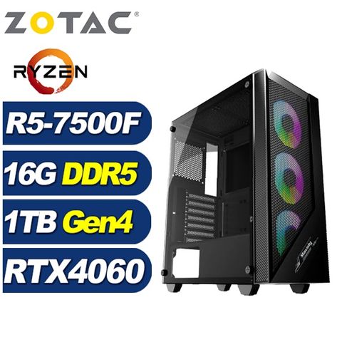 ZOTAC (DIY)暗星雲K20C(R5-7500F/華碩A620/16G/1TB M.2/RTX 4060)