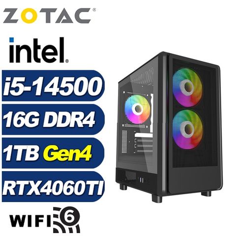 ZOTAC (DIY)刻瑞斯K08C(i5-14500/技嘉B760/16G/1TB M.2/RTX 4060TI)