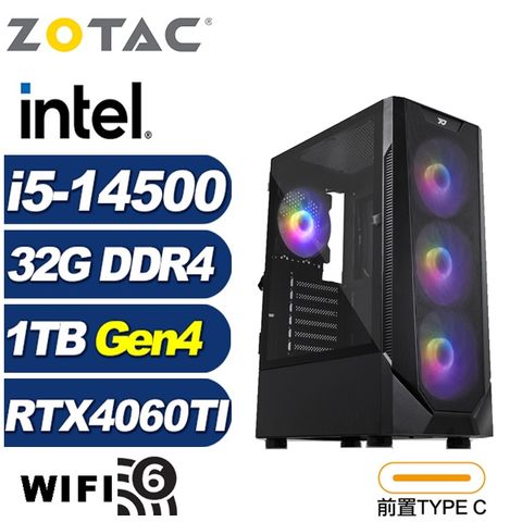 ZOTAC (DIY)刻瑞斯K09C(i5-14500/技嘉B760/32G/1TB M.2/RTX 4060TI)