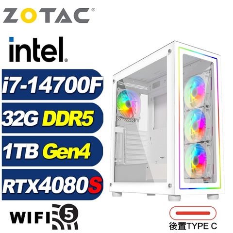 ZOTAC (DIY)駿鷹ZQB7C(i7-14700F/技嘉B760/32G/1TB M.2/RTX 4080 SUPER)