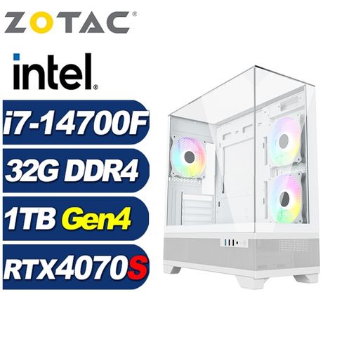 ZOTAC (DIY)駿鷹ZLB1C(i7-14700F/華碩B760/32G/1TB M.2/RTX 4070 SUPER)