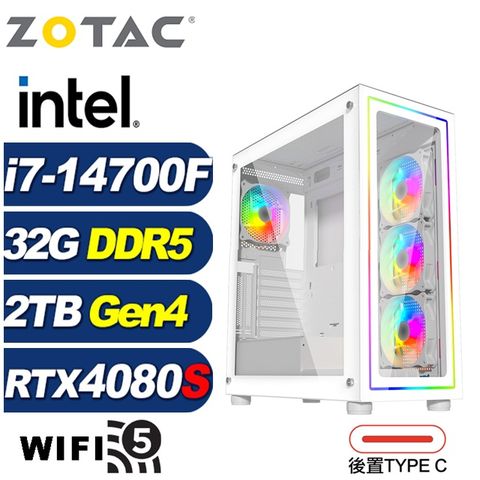 ZOTAC (DIY)駿鷹ZQB8D(i7-14700F/技嘉B760/32G/2TB M.2/RTX 4080 SUPER)