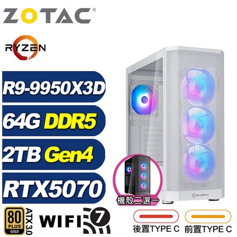 ZOTAC (DIY)朱庇特LCED(R9 9950X3D/華碩X870/64G/2TB M.2/RTX 5070/水冷)
