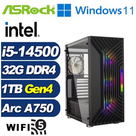Intel Arc A750 8G華擎B660平台「幻域刺客W」i5十四核Win11獨顯電腦