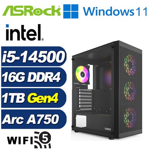 Intel Arc A750 8G華擎B660平台「幻域祭司W」i5十四核Win11獨顯電腦
