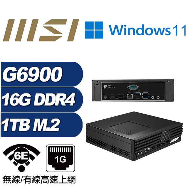 MSI 微星 (DIY)金龍勇士W PRO DP21 迷你電腦(G6900/16G/1TB M.2/Win11)