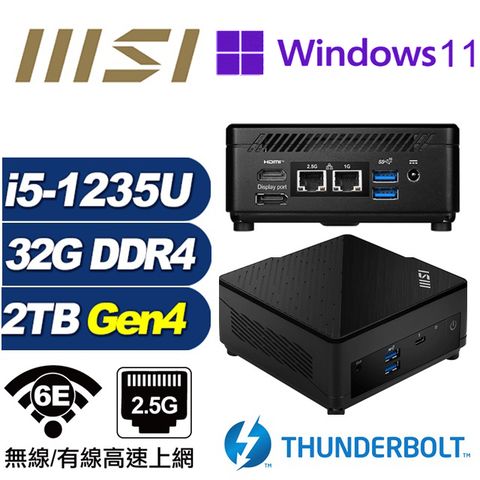 MSI 微星 (DIY)仙女座R02DP CUBI迷你電腦(i5-1235U/32G/2TB M.2 Gen4/Win11Pro)