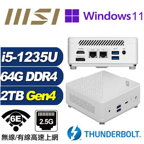 MSI 微星 (DIY)鯨魚座R06DP CUBI迷你電腦(i5-1235U/64G/2TB M.2 Gen4/Win11Pro)