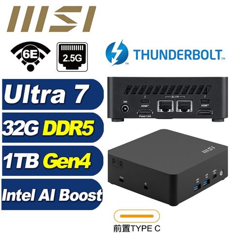 (DIY)瑤光S2FC Cubi NUC AI 1UMG-040BTW 迷你電腦(Ultra 7 155H/32G/1TB M.2 Gen4)