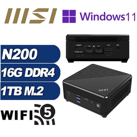 MSI 微星 (DIY)領軍英雄P CUBI迷你電腦(N200/16G/1TB M.2/Win11Pro)