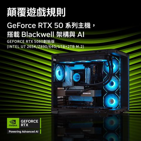 【NVIDIA】GeForce RTX 5080 創始版水冷電競機(Ultra 7 265K/Z890/64G D5/1TB+2TB/WiFi7)