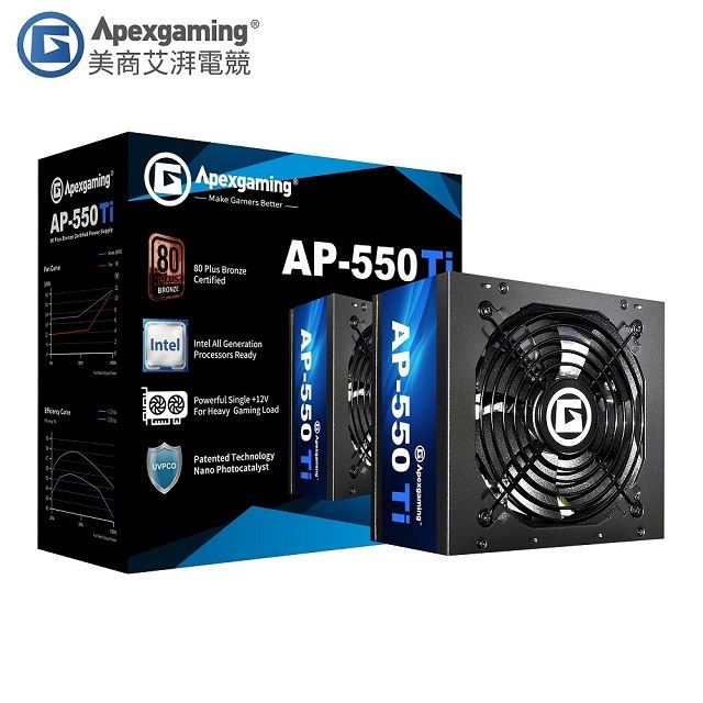 Apexgaming 美商艾湃  AP-550Ti 奈米光觸媒抗菌電源供應器