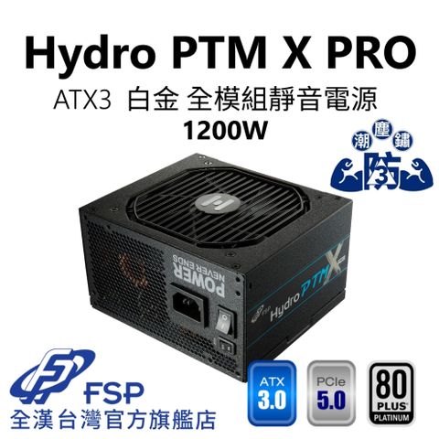 FSP 全漢 【全漢FSP】Hydro PTM X PRO 1200W ATX3 PCIe5 白金全模組電源 純黑  (全日系、工業級防潮防塵防鏽)