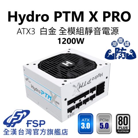 FSP 全漢 【全漢FSP】Hydro PTM X PRO 1200W ATX3 PCIe5 白金全模組電源 純白 (全日系、工業級防潮防塵防鏽)