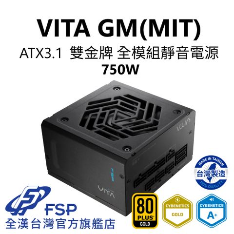 FSP 全漢 【全漢FSP】VITA GM MIT 750W ATX3.1 PCle5.1 雙金牌全模組電源 純黑 (台灣製造/扁線材/A+低噪認證)