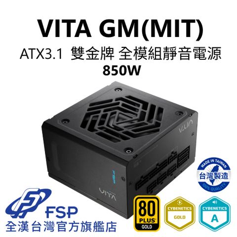 FSP 全漢 【全漢FSP】VITA GM MIT 850W ATX3.1 PCle5.1 雙金牌全模組電源 純黑 (台灣製造/扁線材/A級低噪認證)