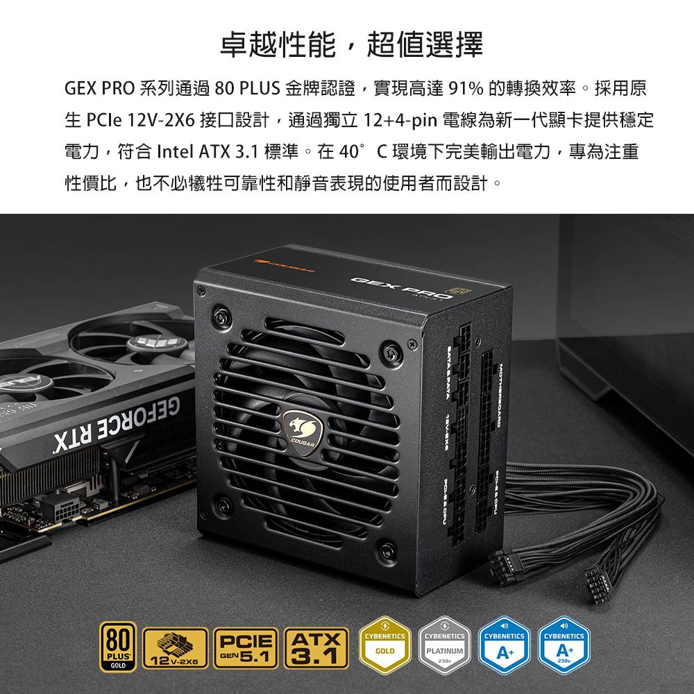 COUGAR GEX PRO 750 電源ユニット PCIe 5.1対応 COUGAR GEX PRO 開箱