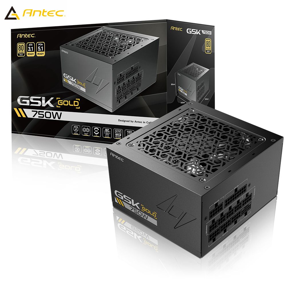 Antec 安鈦克 GSK750 ATX3.1 750W 80PLUS 金牌 PCIe 5.1 電源供應器