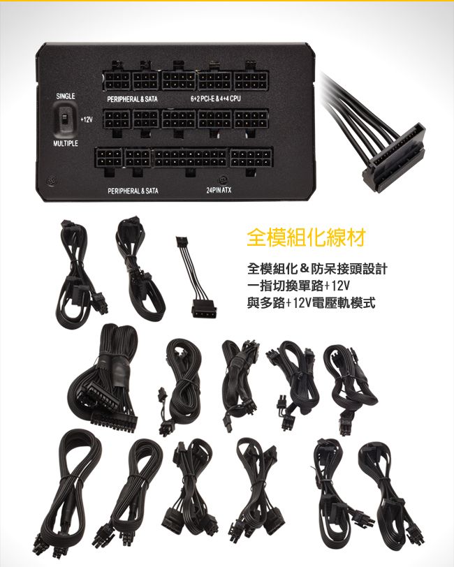 Corsair海盜船HX系列HX1000/80 Plus 白金/全模組/1000W/10年保- PChome