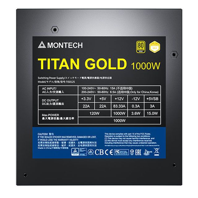 MONTECH (君主) TITAN 1000W 80Plus 金牌 全模組 PCIE5.0 ATX3.0 電源供應器