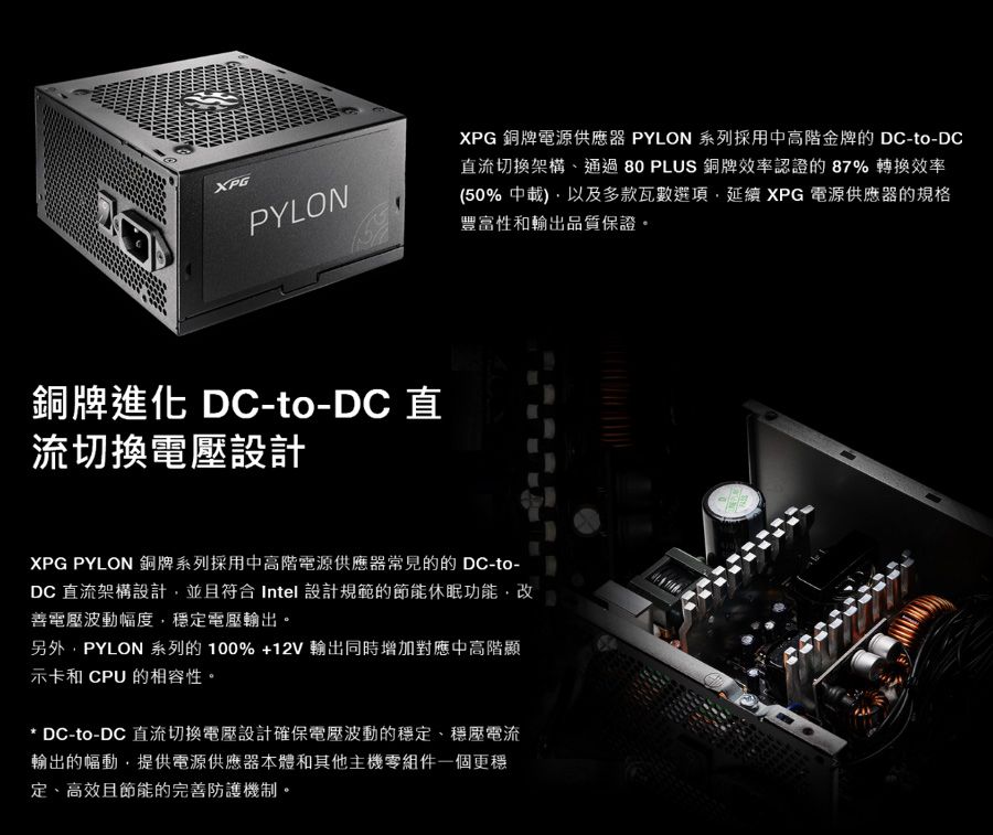 XPG 威剛CORE PYLON 650W 80PLUS 銅牌液態風扇DC-DC 電源供應器- PChome 24h購物